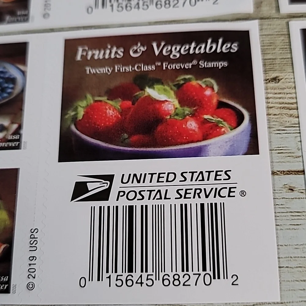 100 Fruits & Vegetables Art 2019 Forever Postage Stamps USPS Wedding Invitations